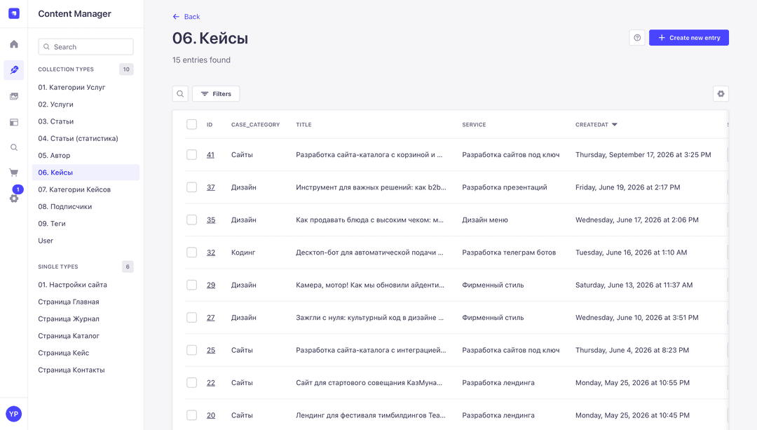 Админ-панель сайта Code & Design